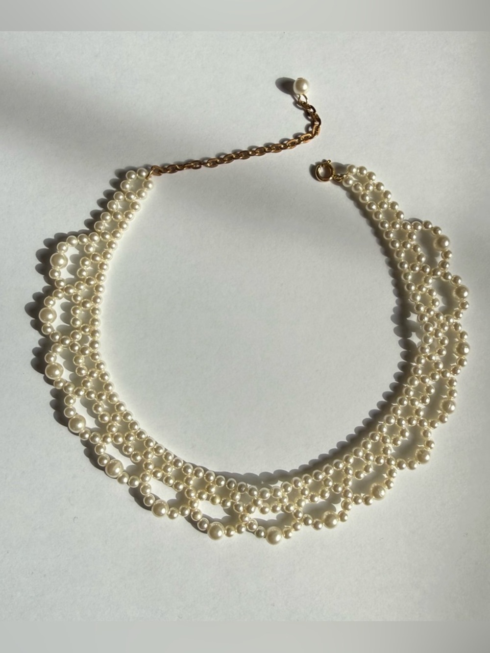 American Vintage Ivory Pearl Lace Choker Necklace